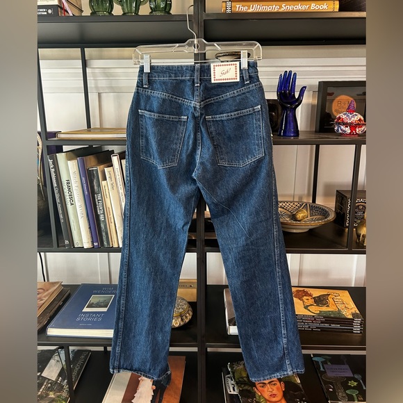 Lisa Says Gah Ellis Side Slits Jeans Stone Wash Indigo - Picture 6 of 9